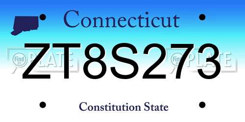 ZT8S273 Connecticut License Plate
