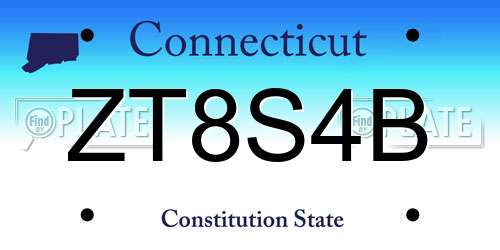 ZT8S4B Connecticut License Plate