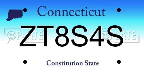 ZT8S4S Connecticut License Plate