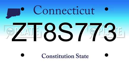 ZT8S773 Connecticut License Plate