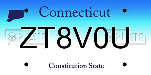 ZT8V0U Connecticut License Plate