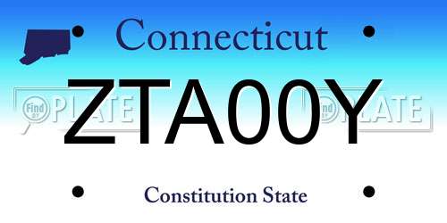 ZTA00Y Connecticut License Plate