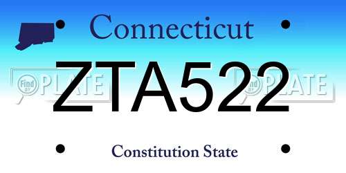 ZTA522 Connecticut License Plate