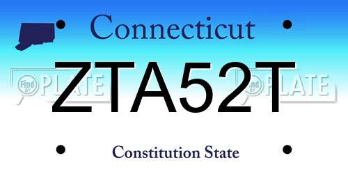 ZTA52T Connecticut License Plate