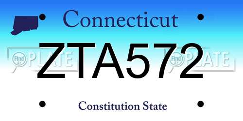ZTA572 Connecticut License Plate