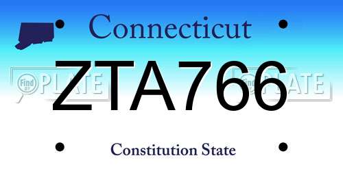 ZTA766 Connecticut License Plate