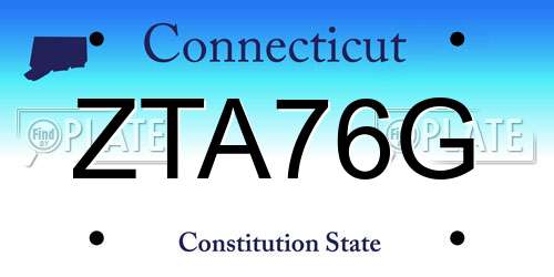 ZTA76G Connecticut License Plate