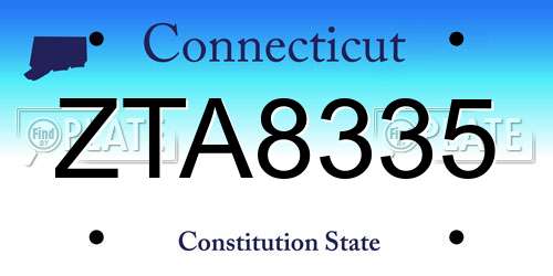 ZTA8335 Connecticut License Plate