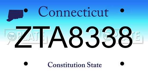 ZTA8338 Connecticut License Plate