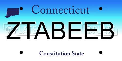 ZTABEEB Connecticut License Plate