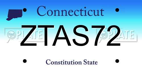 ZTAS72 Connecticut License Plate