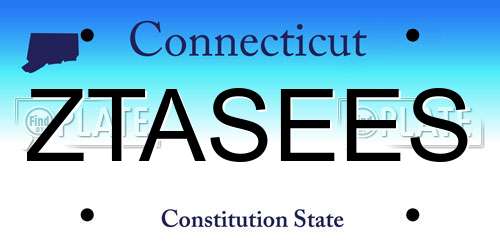 ZTASEES Connecticut License Plate