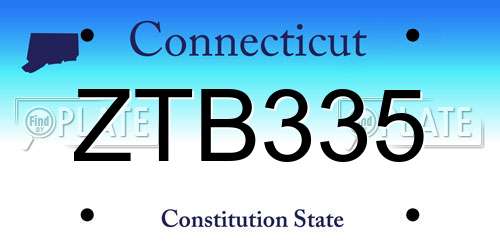 ZTB335 Connecticut License Plate