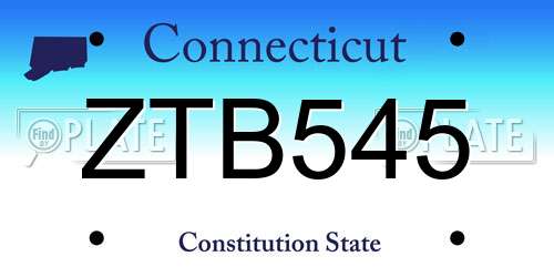 ZTB545 Connecticut License Plate