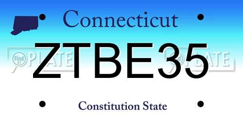 ZTBE35 Connecticut License Plate