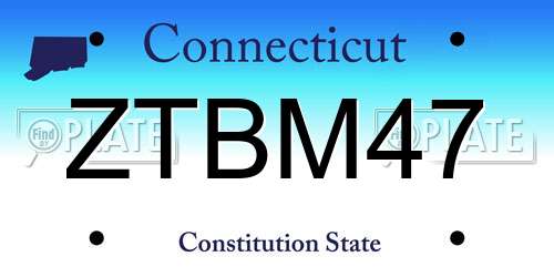ZTBM47 Connecticut License Plate