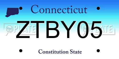 ZTBY05 Connecticut License Plate