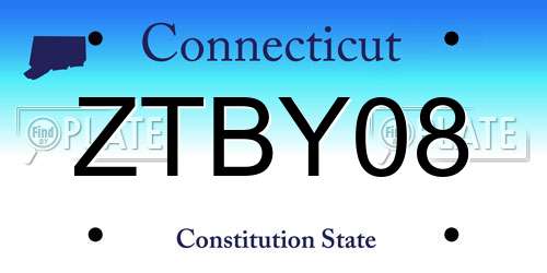 ZTBY08 Connecticut License Plate