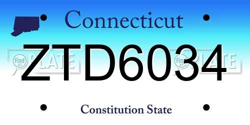 ZTD6034 Connecticut License Plate