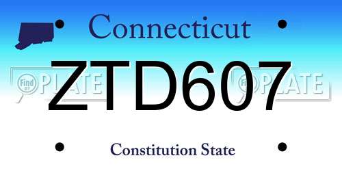 ZTD607 Connecticut License Plate