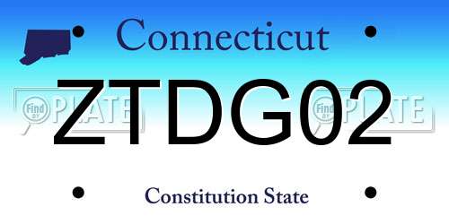 ZTDG02 Connecticut License Plate