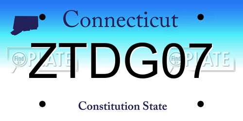 ZTDG07 Connecticut License Plate