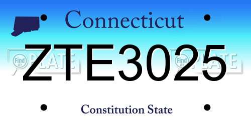 ZTE3025 Connecticut License Plate