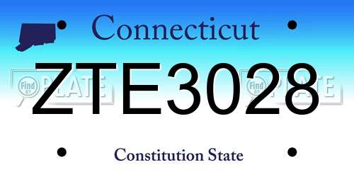 ZTE3028 Connecticut License Plate