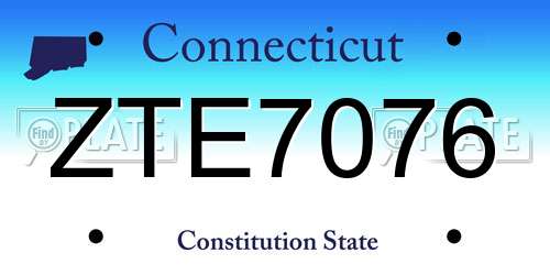 ZTE7076 Connecticut License Plate