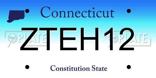 ZTEH12 Connecticut License Plate