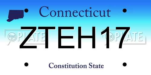 ZTEH17 Connecticut License Plate
