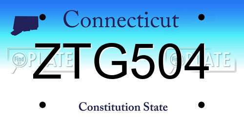 ZTG504 Connecticut License Plate