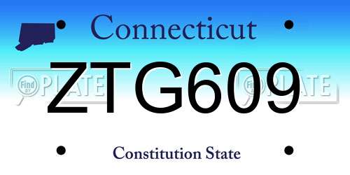 ZTG609 Connecticut License Plate