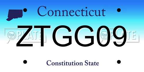 ZTGG09 Connecticut License Plate