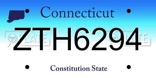ZTH6294 Connecticut License Plate