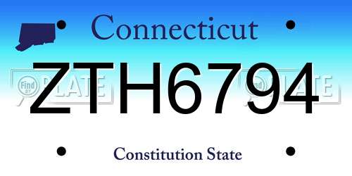 ZTH6794 Connecticut License Plate
