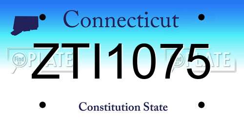 ZTI1075 Connecticut License Plate