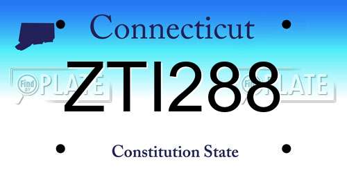 ZTI288 Connecticut License Plate