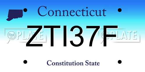 ZTI37F Connecticut License Plate