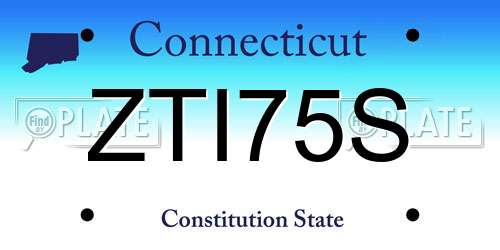 ZTI75S Connecticut License Plate
