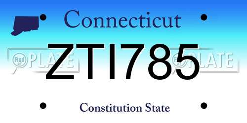 ZTI785 Connecticut License Plate