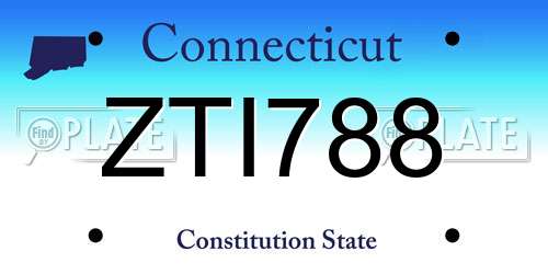 ZTI788 Connecticut License Plate