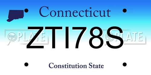 ZTI78S Connecticut License Plate