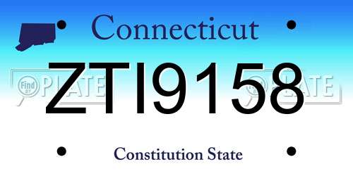 ZTI9158 Connecticut License Plate