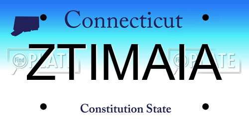 ZTIMAIA Connecticut License Plate