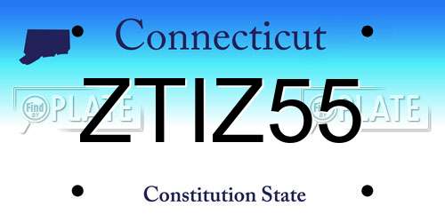 ZTIZ55 Connecticut License Plate