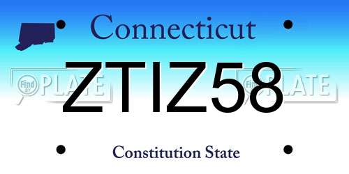 ZTIZ58 Connecticut License Plate