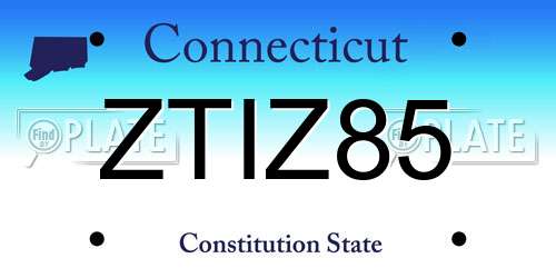 ZTIZ85 Connecticut License Plate