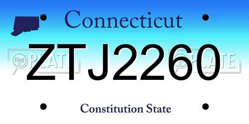 ZTJ2260 Connecticut License Plate