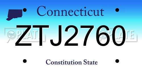 ZTJ2760 Connecticut License Plate